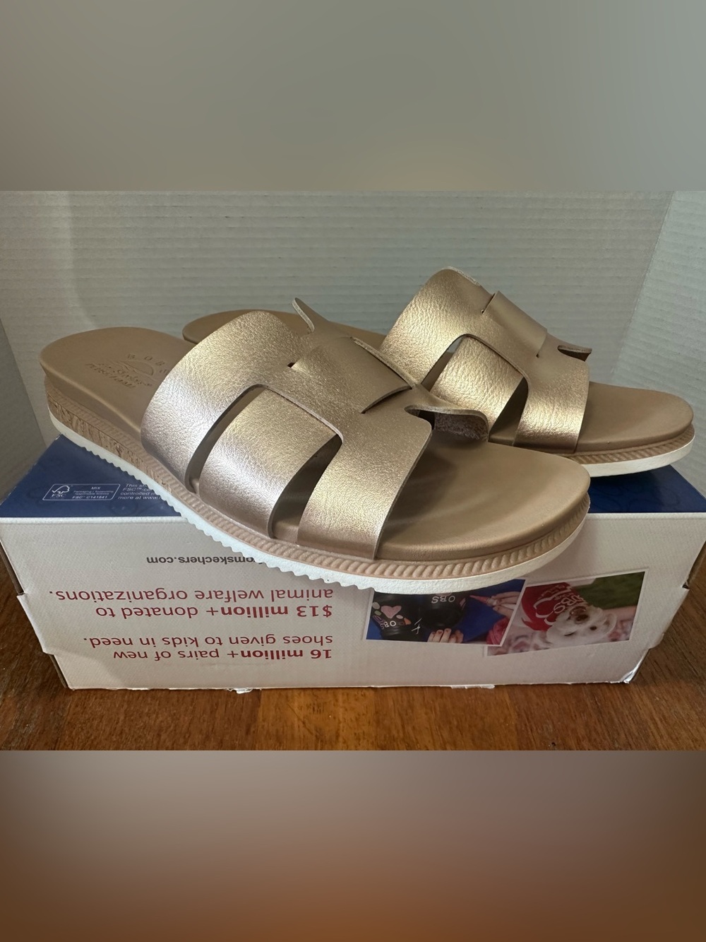 BOBS from Skechers Kids Metallic Rose Gold Slide Sandals